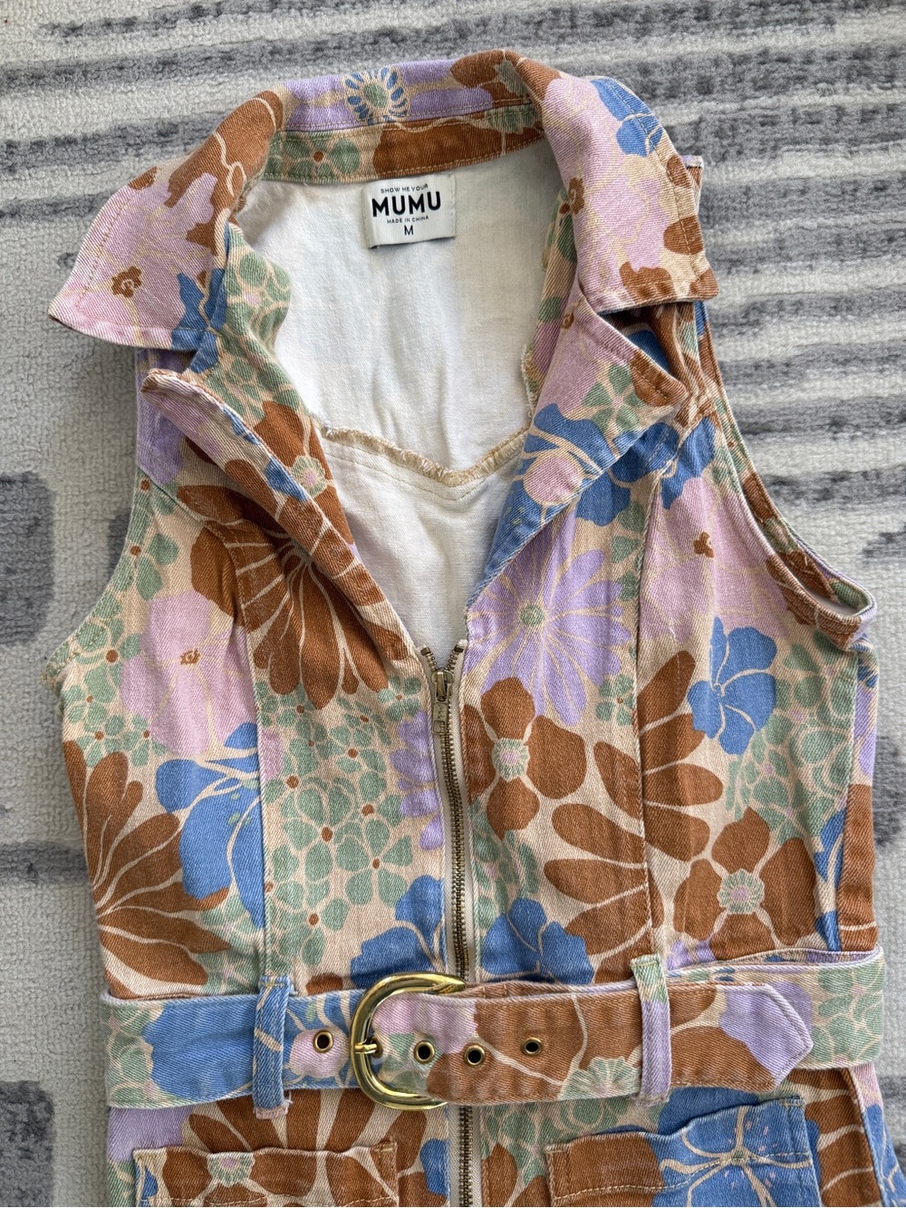 Show Me Your MuMu Floral Zip-Front Belted Jumpsuit - Picture 7 of 14